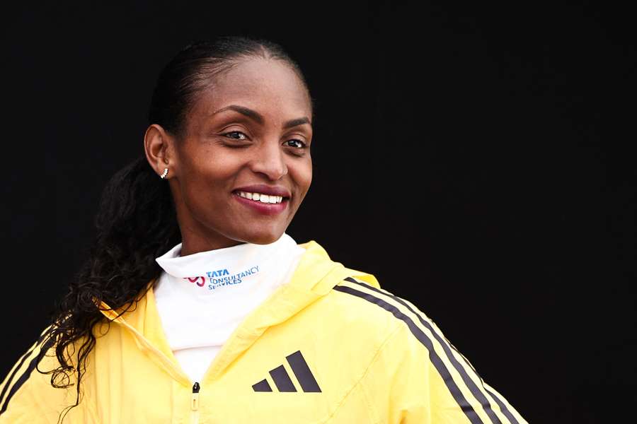 Assefa during the Women's Elite Press Conference