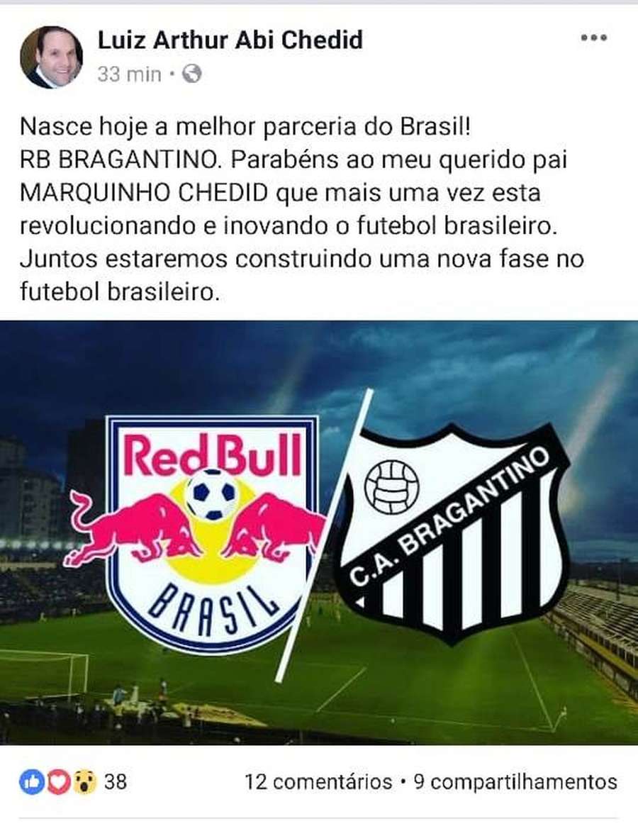 Anuncio de la asociación oficial entre Red Bull y Bragantino