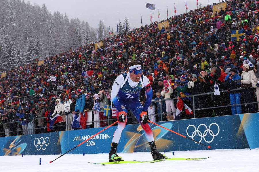 Michla Krčmář v cíli olympijské štafety.