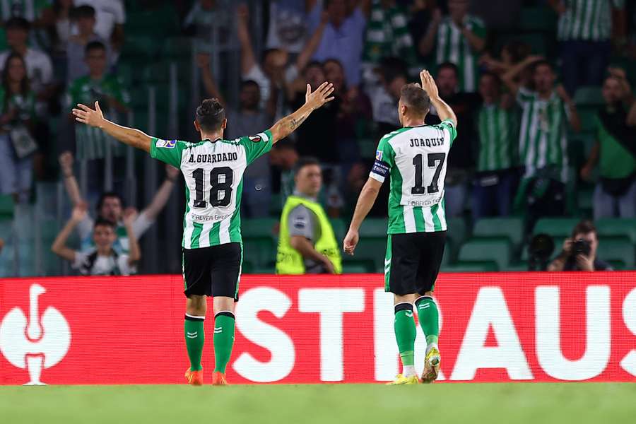 Joaquin, right, salutes the Betis faithful, who he has played in front of since 2003 in two separate spells
