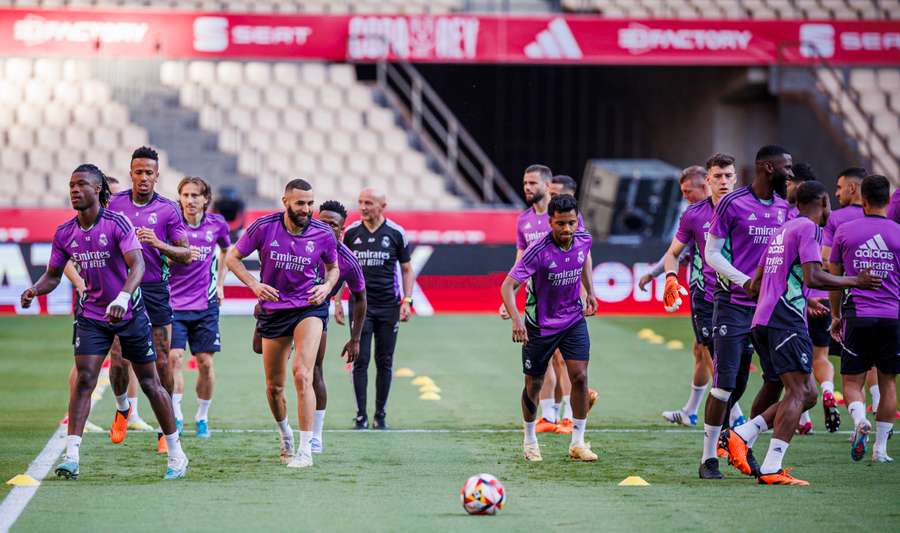 Sessão de treinamento do Real Madrid antes da final da Copa del Rey
