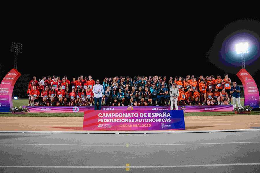 El podio del campeonato de España de atletismo de Federaciones Autonómicas