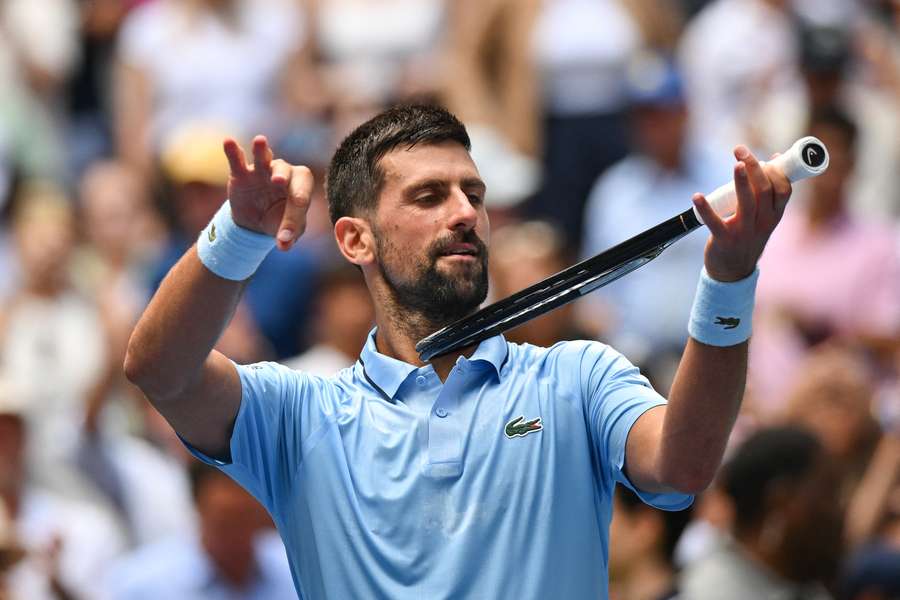 Novak Djokovic celebrates his victory over USA’s Zachary Svajda Novak Djokovic celebrates his victory over USA’s Zachary Svajda