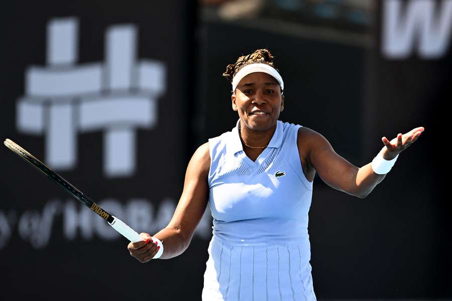 Venus Williams reacts in the match against Tatjana Maria Venus Williams reacts in the match against Tatjana Maria