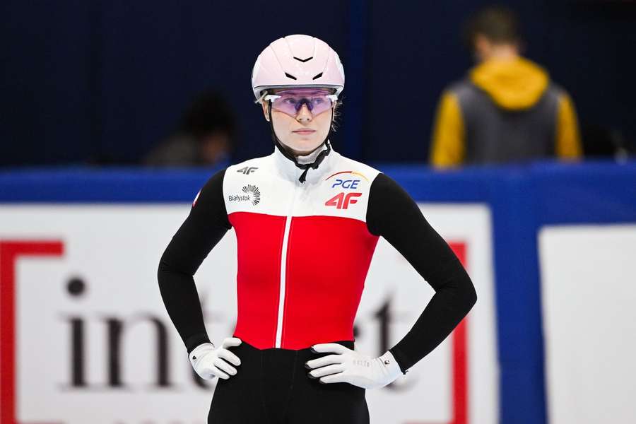 Natalia Maliszewska na podium w Salt Lake City. Polka zajęła drugie miejsce na 500 metrów