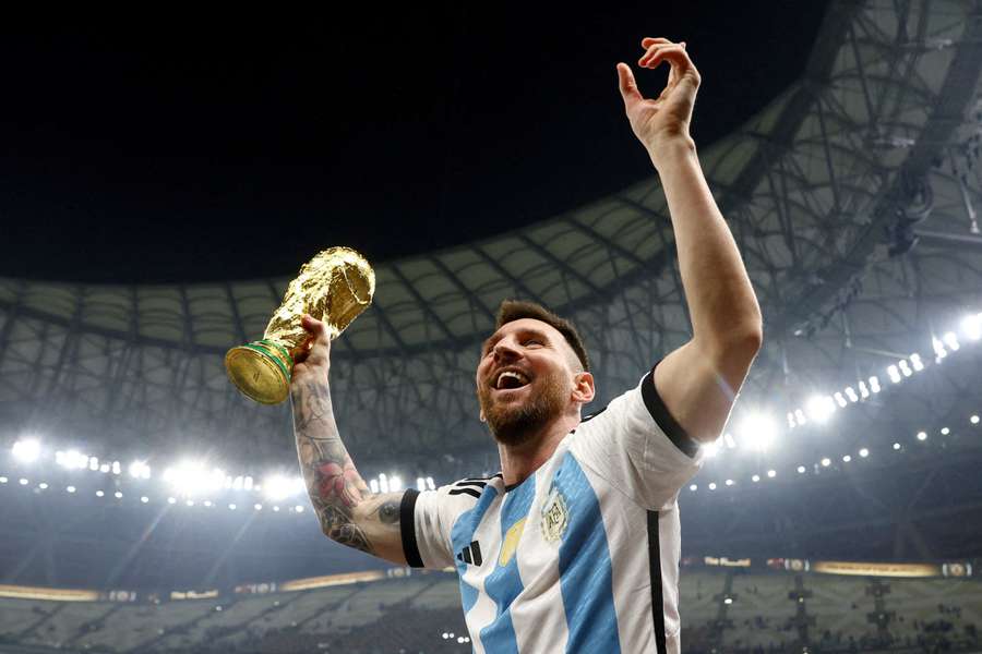 Lionel Messi lifts the World Cup for Argentina back in 2022