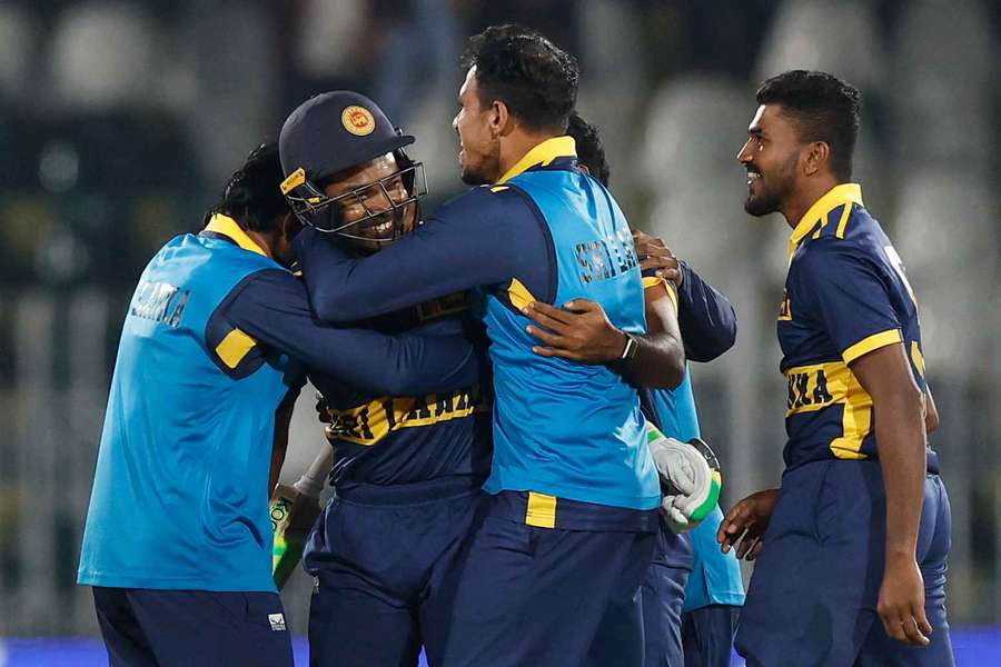 Sri Lanka's players celebrate their win