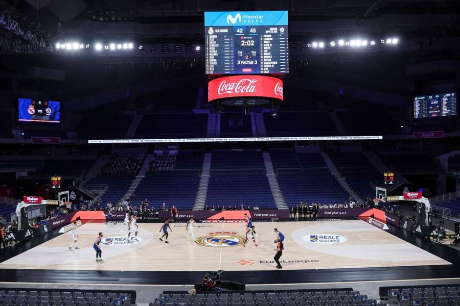 Imagen del Movistar Arena sin público durante el Real Madrid-Maccabi Tel Aviv