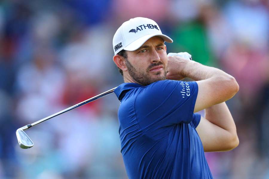 Patrick Cantlay plays his shot from the 13th tee during the first round of the US Open