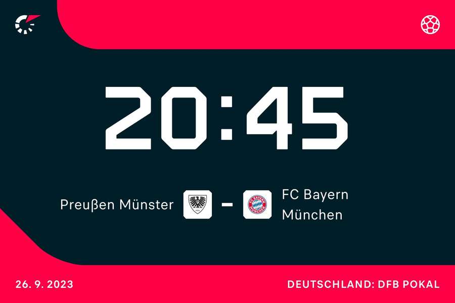 Das Spiel Preußen Münster gegen Bayern München wird am Dienstag um 20:45 Uhr angepfiffen.