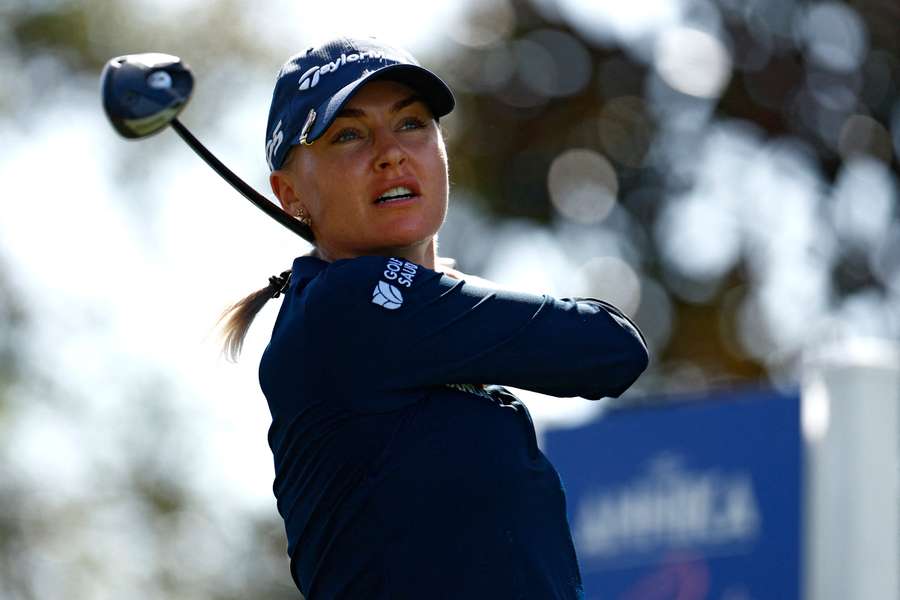 Charley Hull plays a shot from the fifth tee during the first round of the LPGA Annika