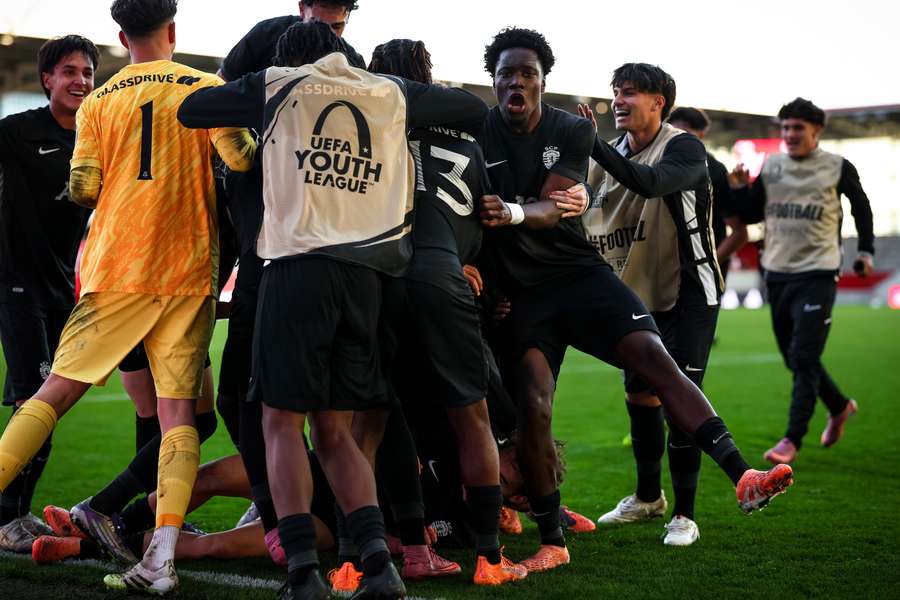 Jogadores do Sporting celebram Jogadores do Sporting celebram
