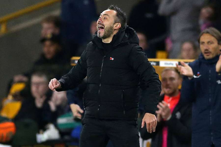 Roberto De Zerbi le 5 novembre, lors du match face à Wolverhampton.