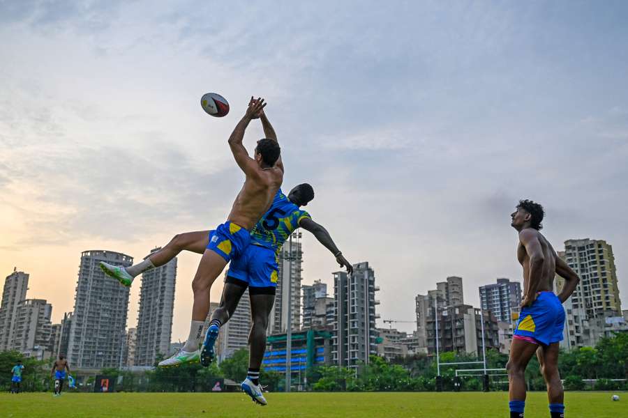Hyderabad Heroes players train in Navi Mumbai ahead of the inaugural Rugby Premier League.