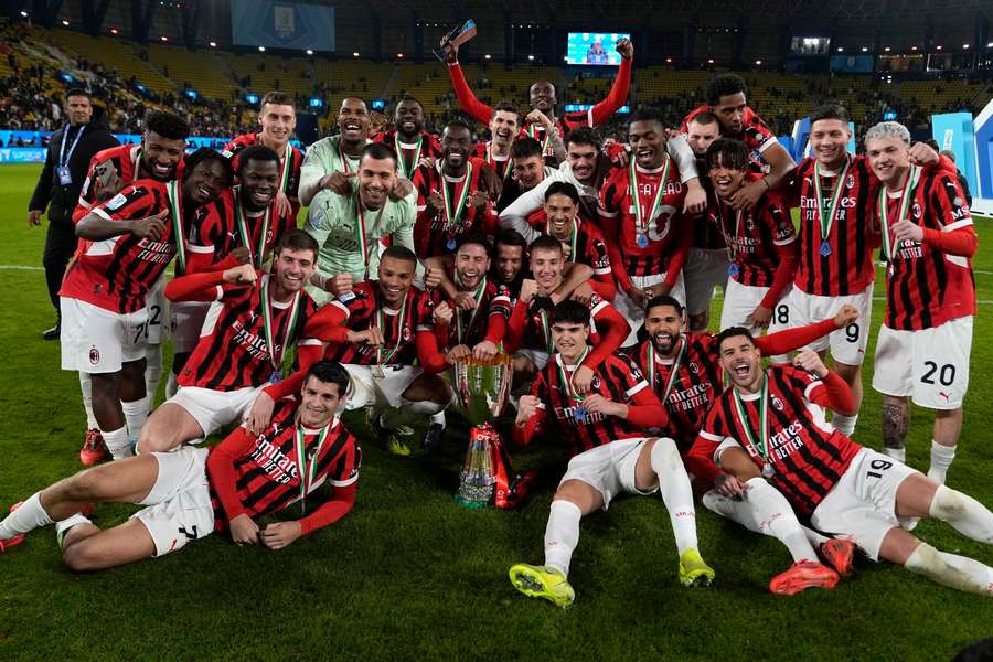 AC Milan celebrate their cup win