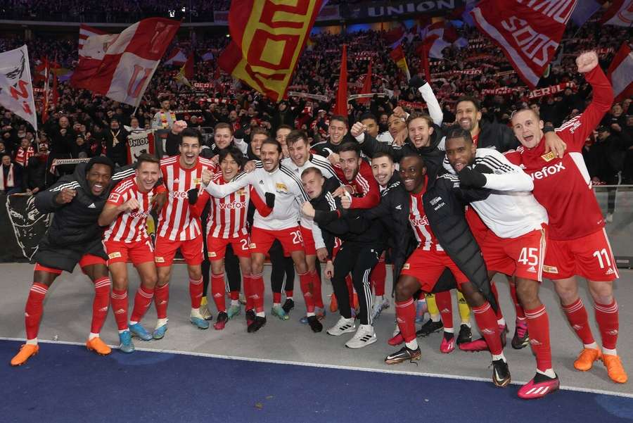 Die Union-Spieler nach dem 2:0-Erfolg beim Berliner Derby im Olympiastadion