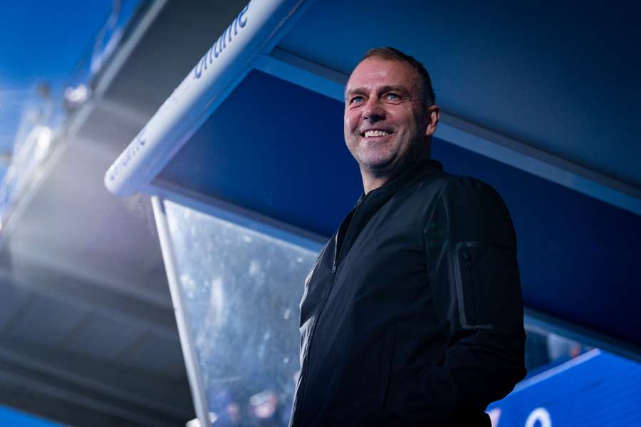 Hansi Flick is all smiles during Barcelona's weekend win at Leganes.