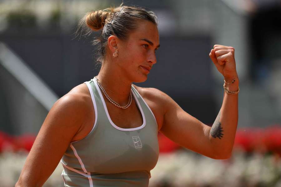 Aryna Sabalenka celebra un punto 