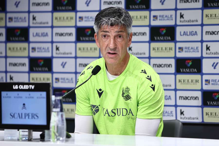 Imanol, durante la rueda de prensa previa al derbi ante el Athletic