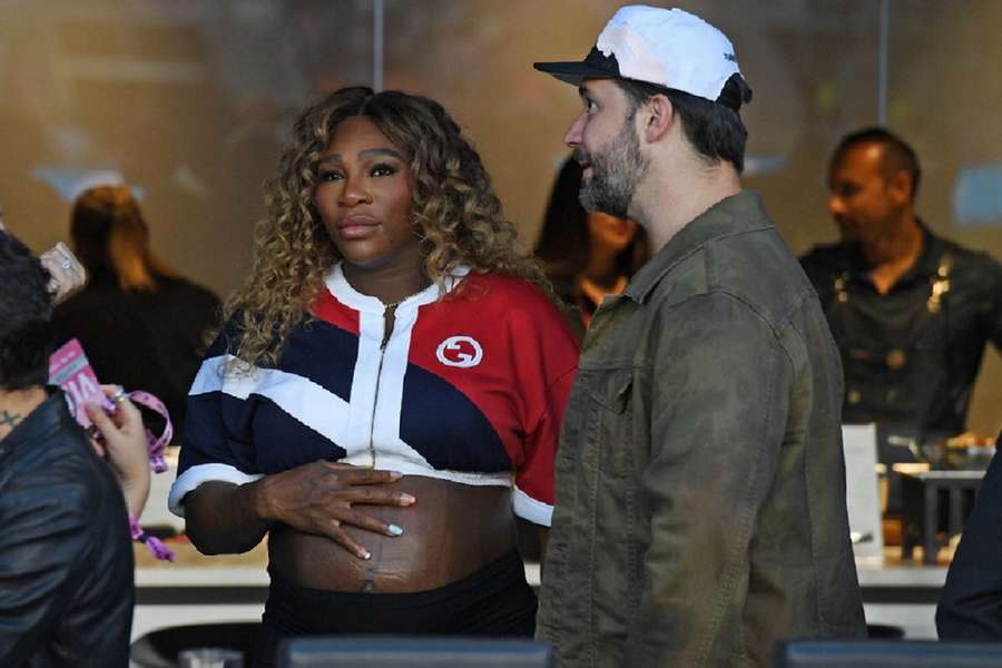 Serena Williams en Alexis Ohanian tijdens een wedstrijd van Inter Miami in juli