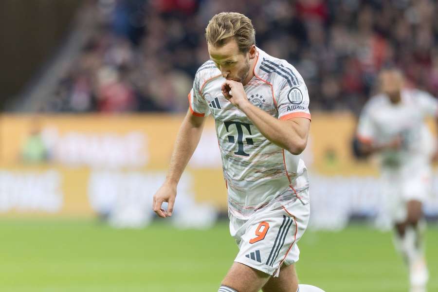 Bayern Munich's Harry Kane celebrates scoring