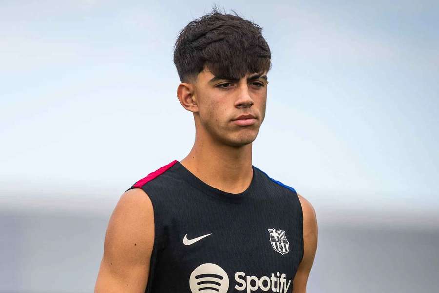 Marc Bernal no treino do Barcelona