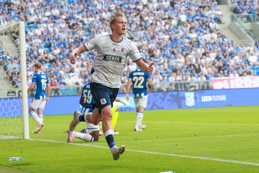 Tobias Bech celebrates scoring the decisive penalty Tobias Bech celebrates scoring the decisive penalty