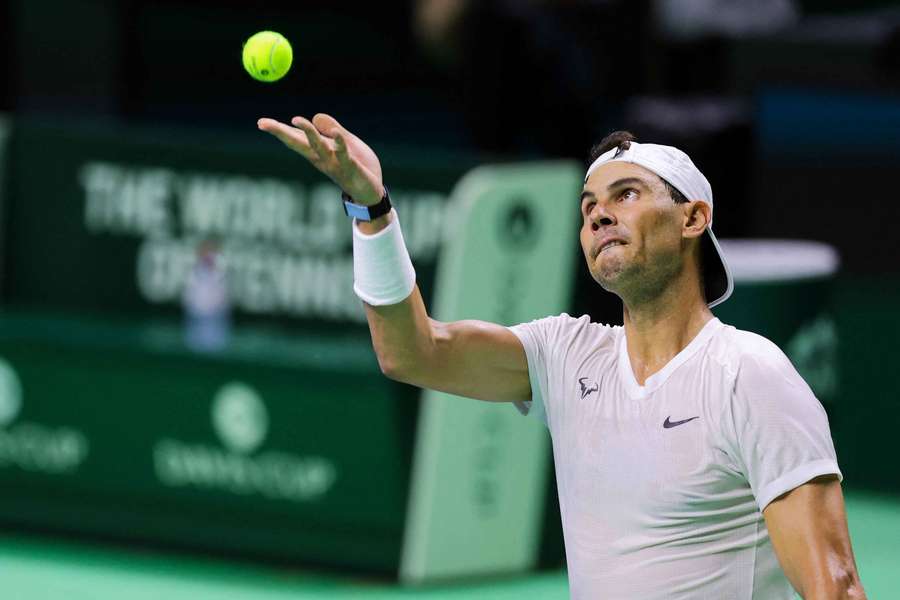 Spain's Rafael Nadal trains prior to the quarter-final against the Netherlands in the Davis Cup Finals