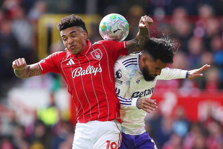Nottingham Forest's Igor Jesus in action with Aston Villa's Douglas Luiz