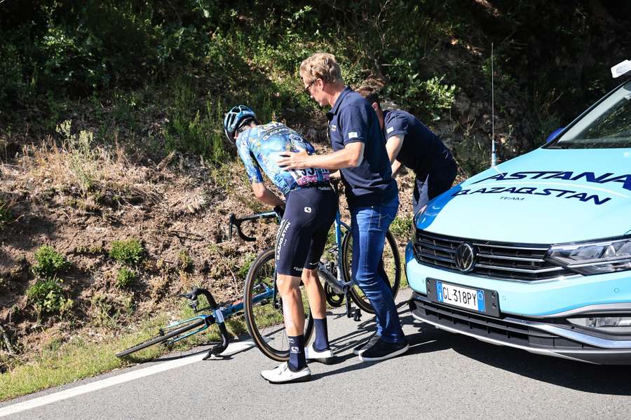 De La Cruz eerder deze Tour met materiaalpech