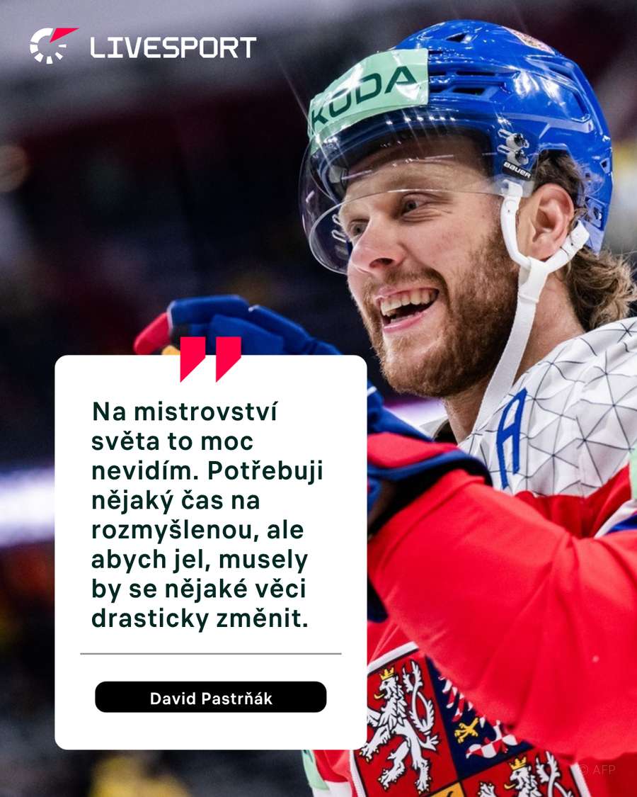Pastrňák se na MS ve Švýcarsku zřejmě neobjeví.