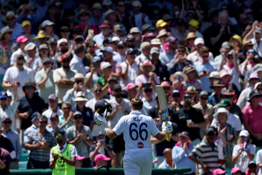 Joe Root soaks up the adoration of a standing applause after being dismissed for 160. 