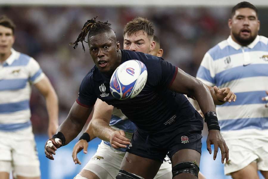Maro Itoje in action during the match