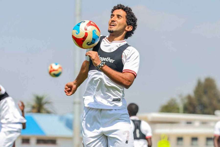 Mohammed Bajaber training with Harambee Stars before leaving camp