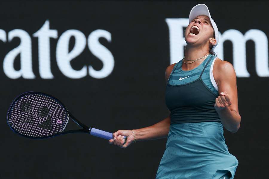 Madison Keys celebrates match point against Elina Svitolina Madison Keys celebrates match point against Elina Svitolina