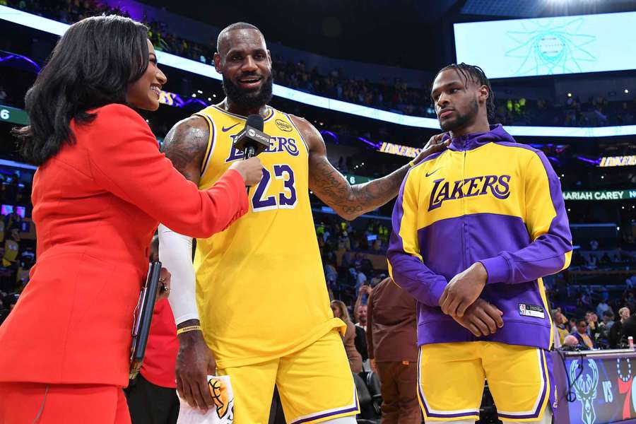 LeBron James und Bronny James beim gemeinsamen Interview.