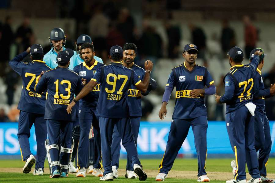 Sri Lanka celebrate their win Sri Lanka celebrate their win