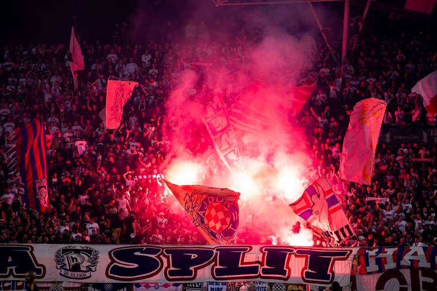 Hajduk Split fans during the match against Ajax