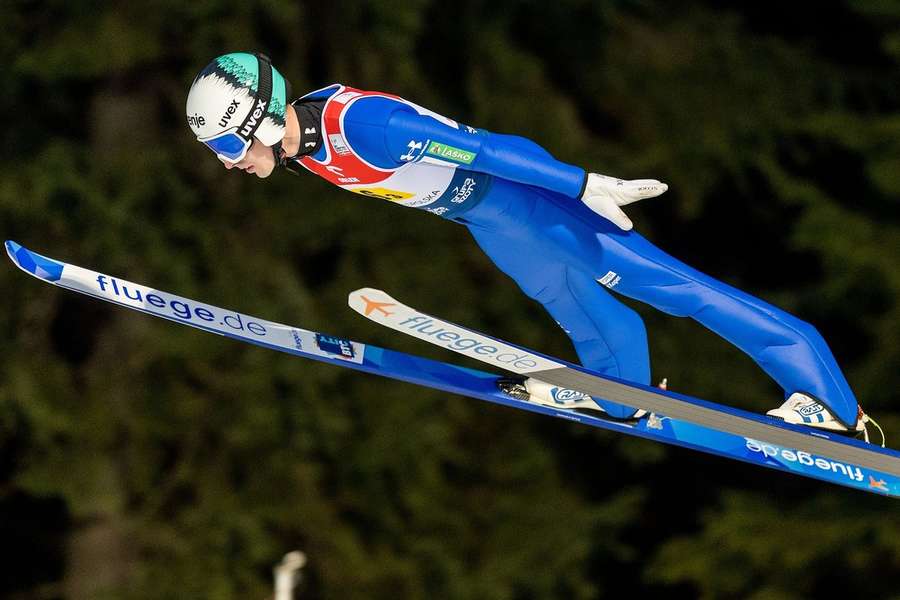 Timi Zajc, den olympiske guldvinder fra Beijing, her i en konkurrence tidligere på året