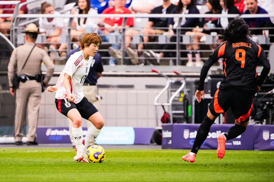 Japan and Chelsea midfielder Maika Hamano (#17) in action