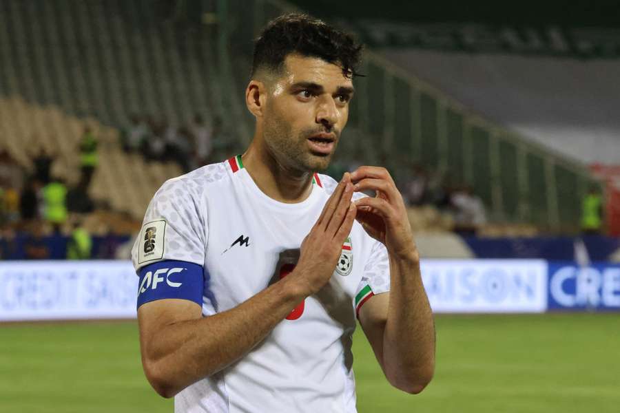 Taremi, en el partido de Irán. Taremi, en el partido de Irán.