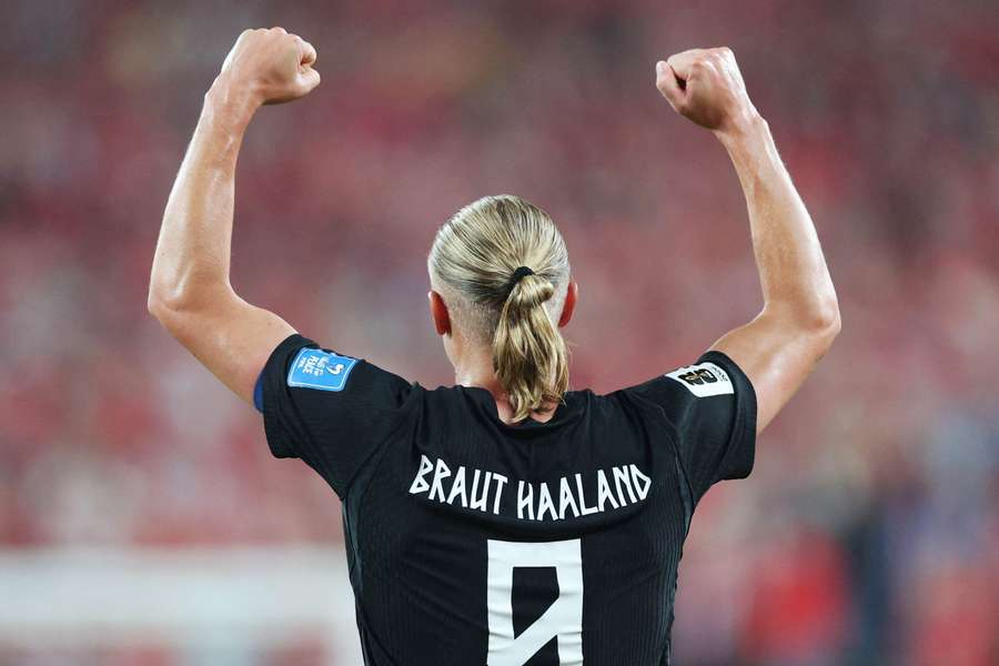 Haaland comemora gol contra o Senegal Haaland comemora gol contra o Senegal
