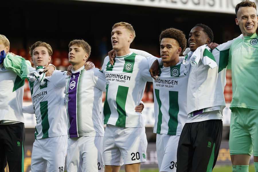 FC Groningen celebrate their win over Excelsior FC Groningen celebrate their win over Excelsior