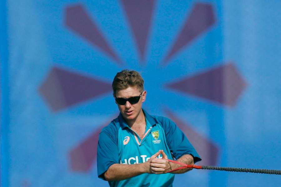 Adam Zampa warming up before Australia's win over Sri Lanka