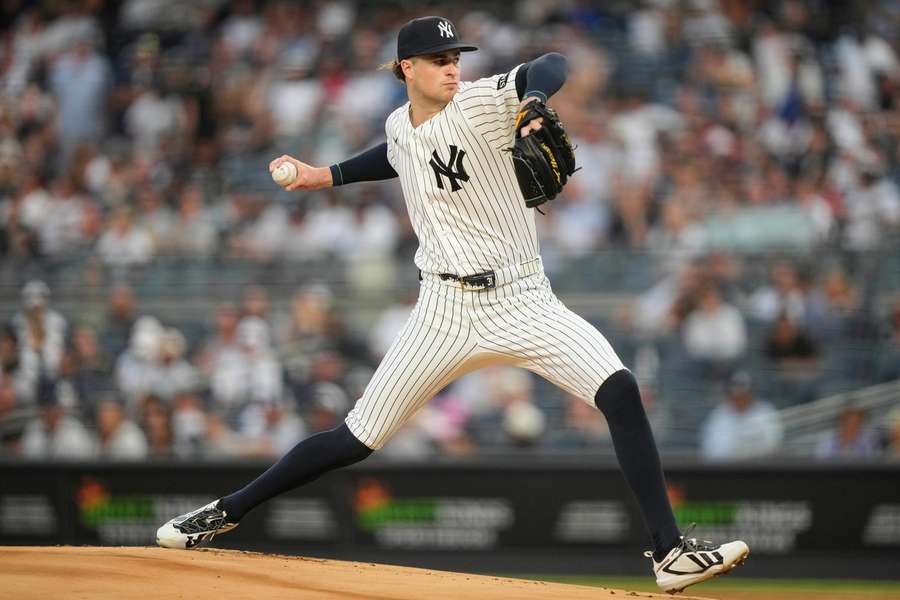 Yankees' Cam Schlittler pitching against the Boston Red Sox Yankees' Cam Schlittler pitching against the Boston Red Sox