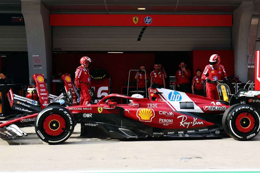 Ferrari's Charles Leclerc in the pit-lane