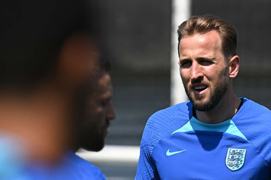England's striker Harry Kane attends an England training session