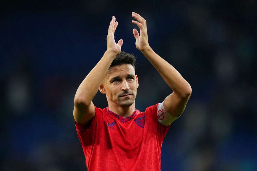 Jesús Navas no final do jogo Espanhol-Sevilha