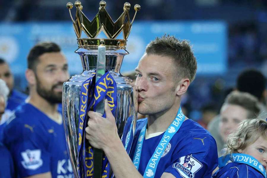 Jamie Vardy, cel mai bun atacant din istoria lui Leicester, sărbătorește cucerirea titlului în Premier League, sezonul 2015/2016