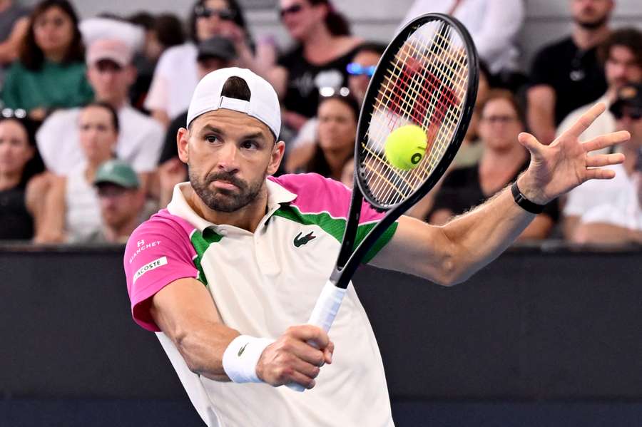 Grigor Dimitrov hits a return in the semi-final against Jiri Lehecka Grigor Dimitrov hits a return in the semi-final against Jiri Lehecka